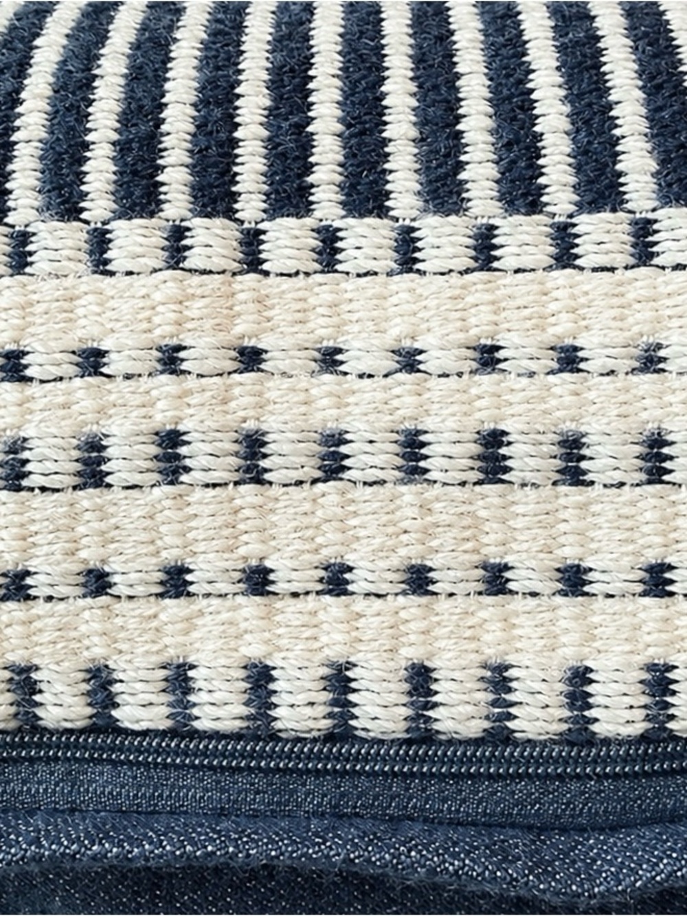 Navy Ivory Woven Coastal Farmhouse Decorative Throw Pillow - Picture 4 of 5